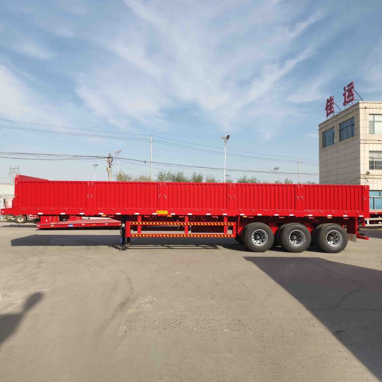 3 Axles 60T Drop Side Dump Semi Trailer with Boards-2