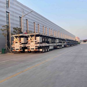 3 Axles 60T Drop Side Dump Semi Trailer with Boards-4