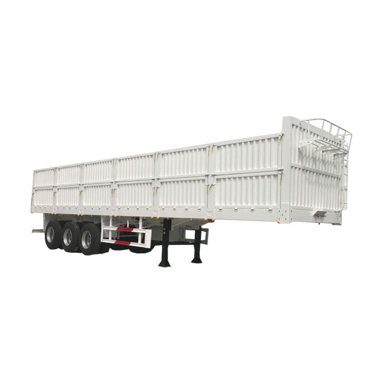 3 Axles 60T Drop Side Dump Semi Trailer with Boards-5