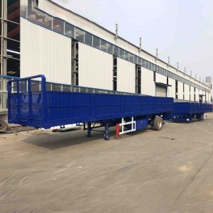 3 Axles 60T Drop Side Dump Semi Trailer with Boards-6