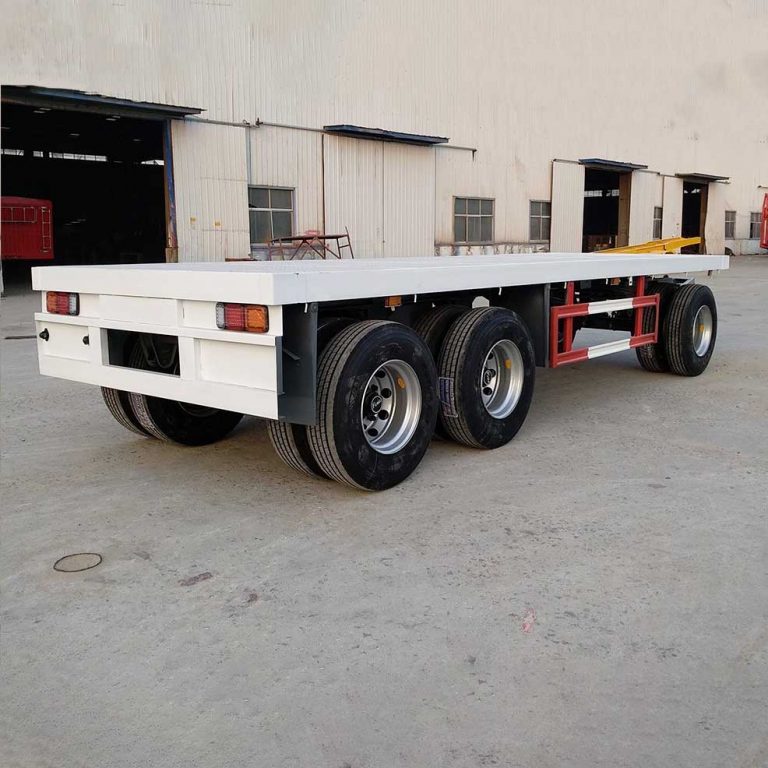 3 Axles Dolly Drawbar Flatbed Trailer-14