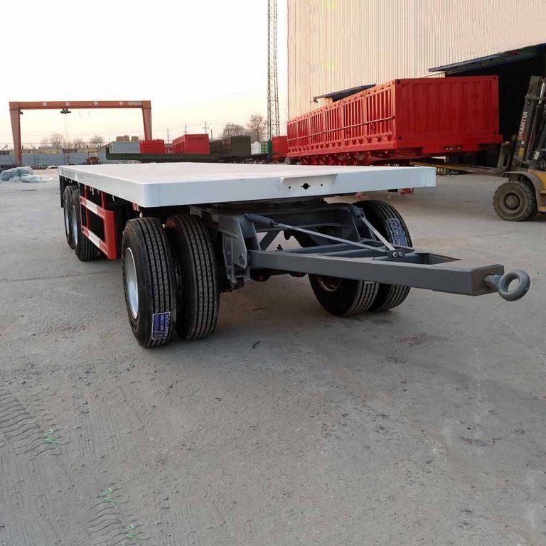 3 Axles Dolly Drawbar Flatbed Trailer-15