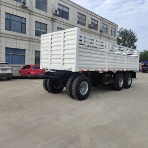 3 Axles Dolly Full Drawbar Drop Flatbed Side Wall Board Fence Turn Table Twist Lock Container CKD SKD Truck Trailer for Sale in Ethiopia (1)