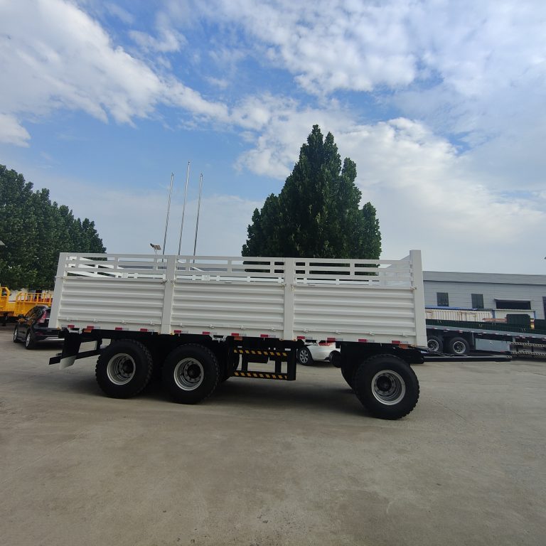 3 Axles Dolly Full Drawbar Drop Flatbed Side Wall Board Fence Turn Table Twist Lock Container CKD SKD Truck Trailer for Sale in Ethiopia (4)