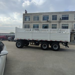 3 Axles Dolly Full Drawbar Drop Flatbed Side Wall Board Fence Turn Table Twist Lock Container CKD SKD Truck Trailer for Sale in Ethiopia (5)