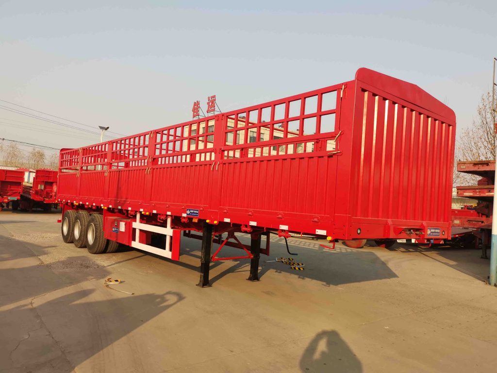 3 Axles 60T Drop Side Dump Semi Trailer with Boards插图