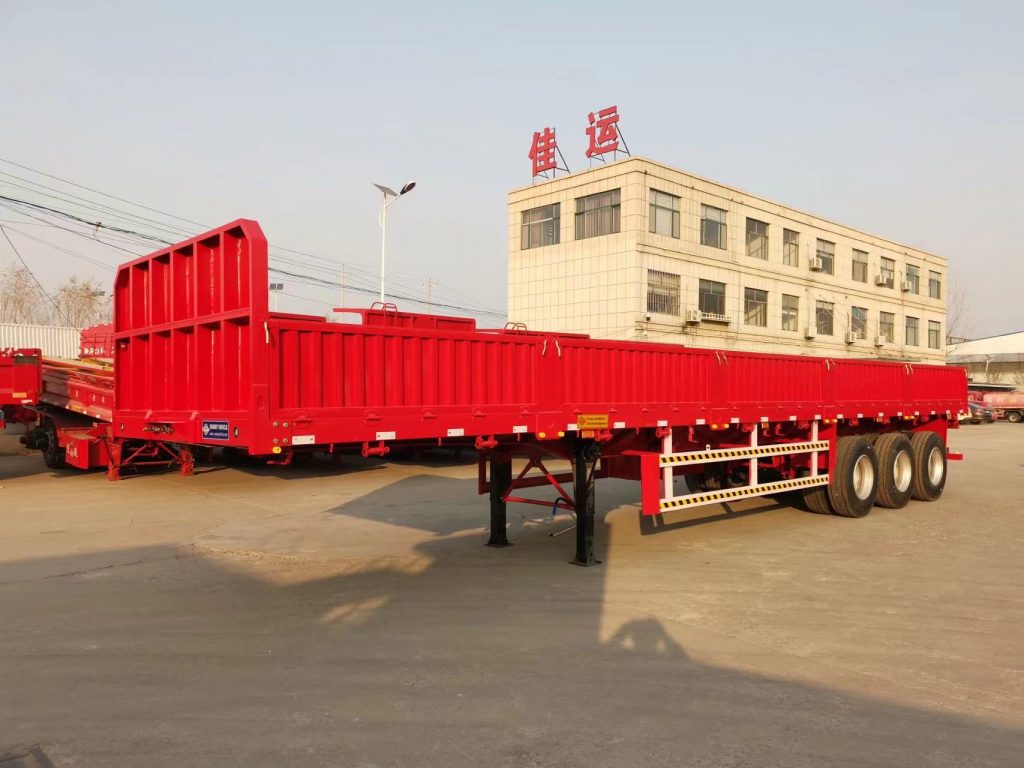 Tri-Axles Flatbed Semi Trailer with 800mm Height Side Walls for Tanzania插图