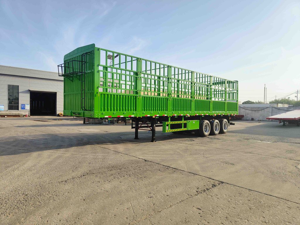 LUCKIN 3 Axle 60 Ton Heavy Duty Fence Cargo Truck Trailers Drop Side Wall Semi Trailer插图