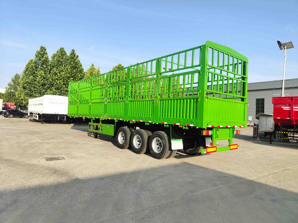 LUCKIN 3 Axle 60 Ton Heavy Duty Fence Cargo Truck Trailers Drop Side Wall Semi Trailer插图3