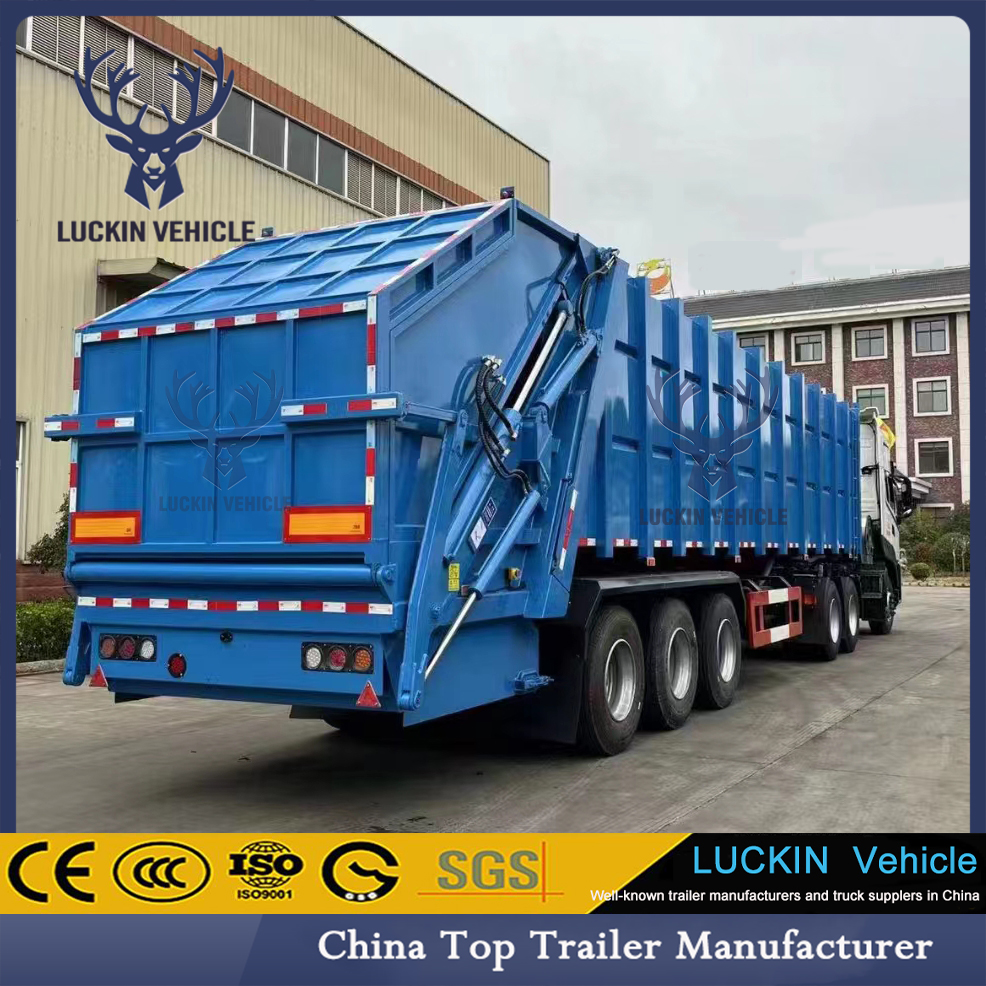 Factory Director Sale 45m3 Garbage Compactor Trailer for Domestic Waste and Industrial Waste插图3