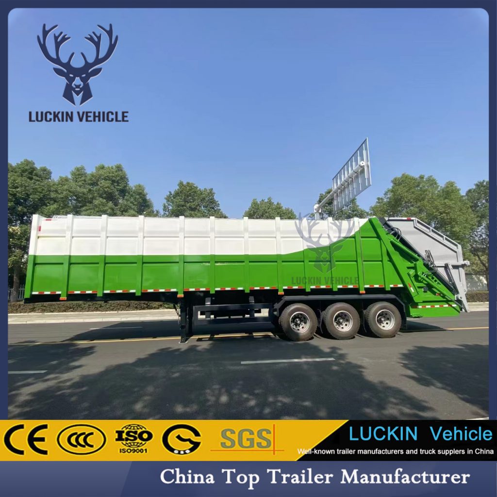 Factory Director Sale 45m3 Garbage Compactor Trailer for Domestic Waste and Industrial Waste插图