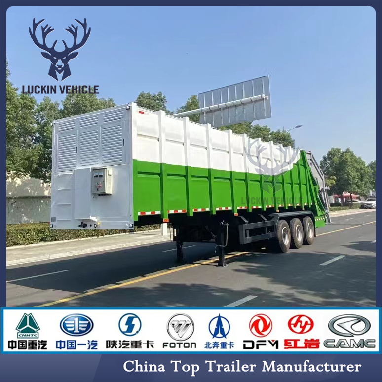 Factory Director Sale 45m3 Garbage Compactor Trailer for Domestic Waste and Industrial Waste插图1