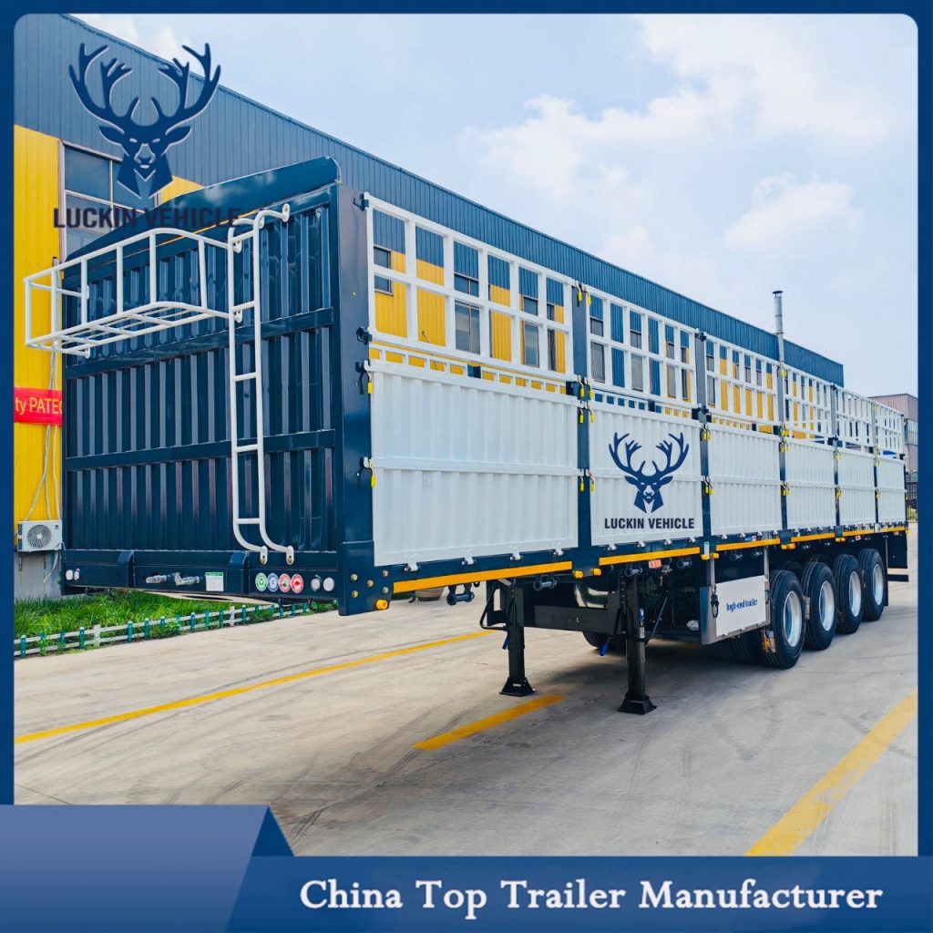 Luckin 60 Ton 4 Axle Fence Stake Cargo Unility Trucks Semi Trailer插图