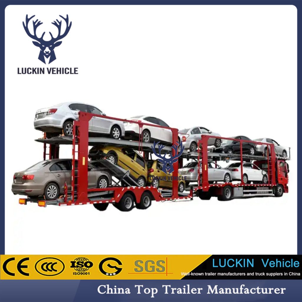 2 Axles /3 Axles Load 6-8 Units Car Transport 50 60 Tons Truck Steel Chassis Car Carrier Semi Trailer插图3