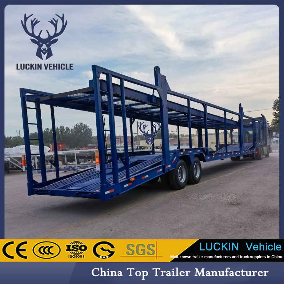 2 Axles /3 Axles Load 6-8 Units Car Transport 50 60 Tons Truck Steel Chassis Car Carrier Semi Trailer插图4