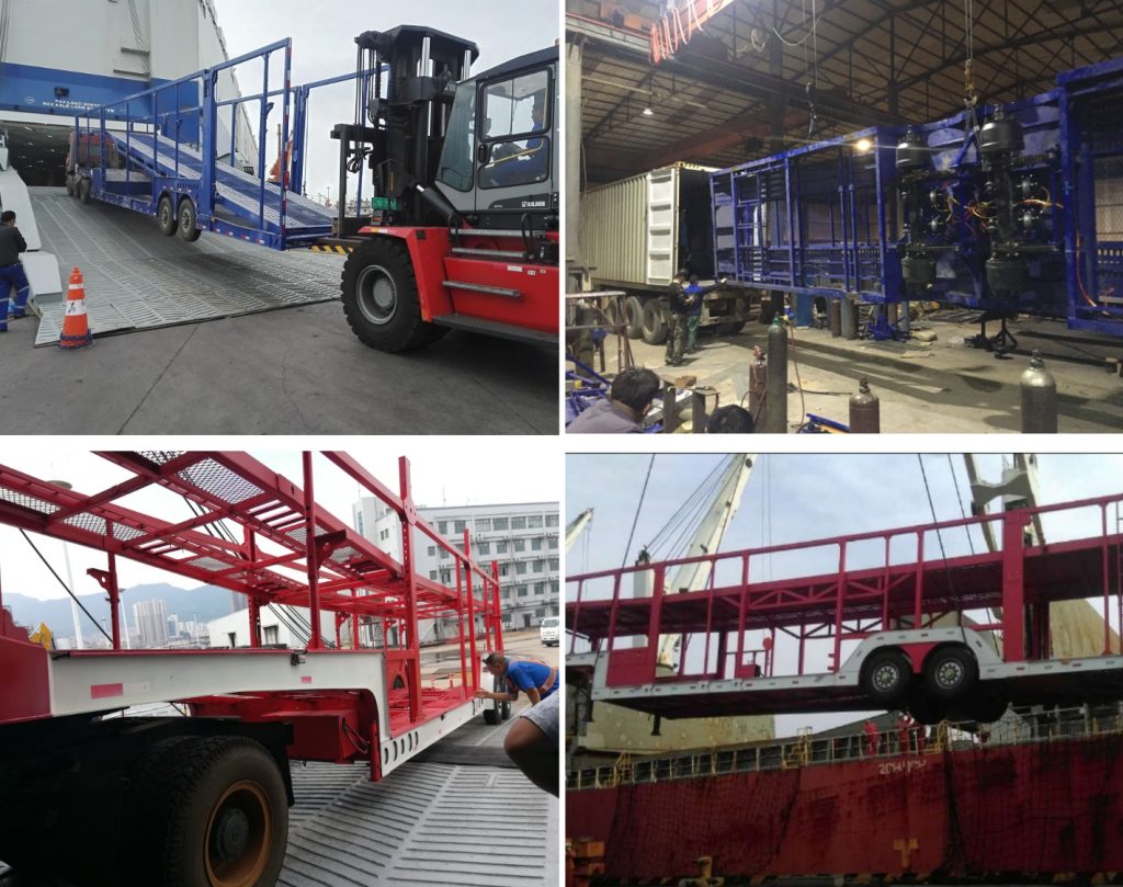 2 Axles /3 Axles Load 6-8 Units Car Transport 50 60 Tons Truck Steel Chassis Car Carrier Semi Trailer插图7